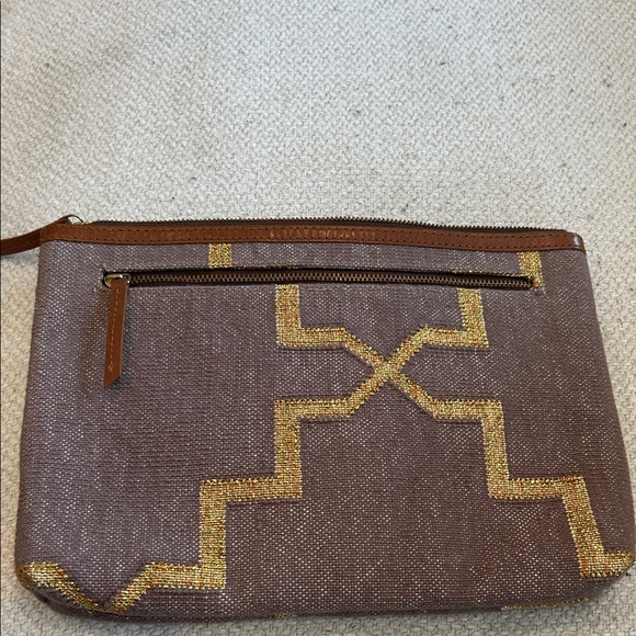 Roller Rabbit Geometric Brown & Gold Pouch - Picture 3 of 3